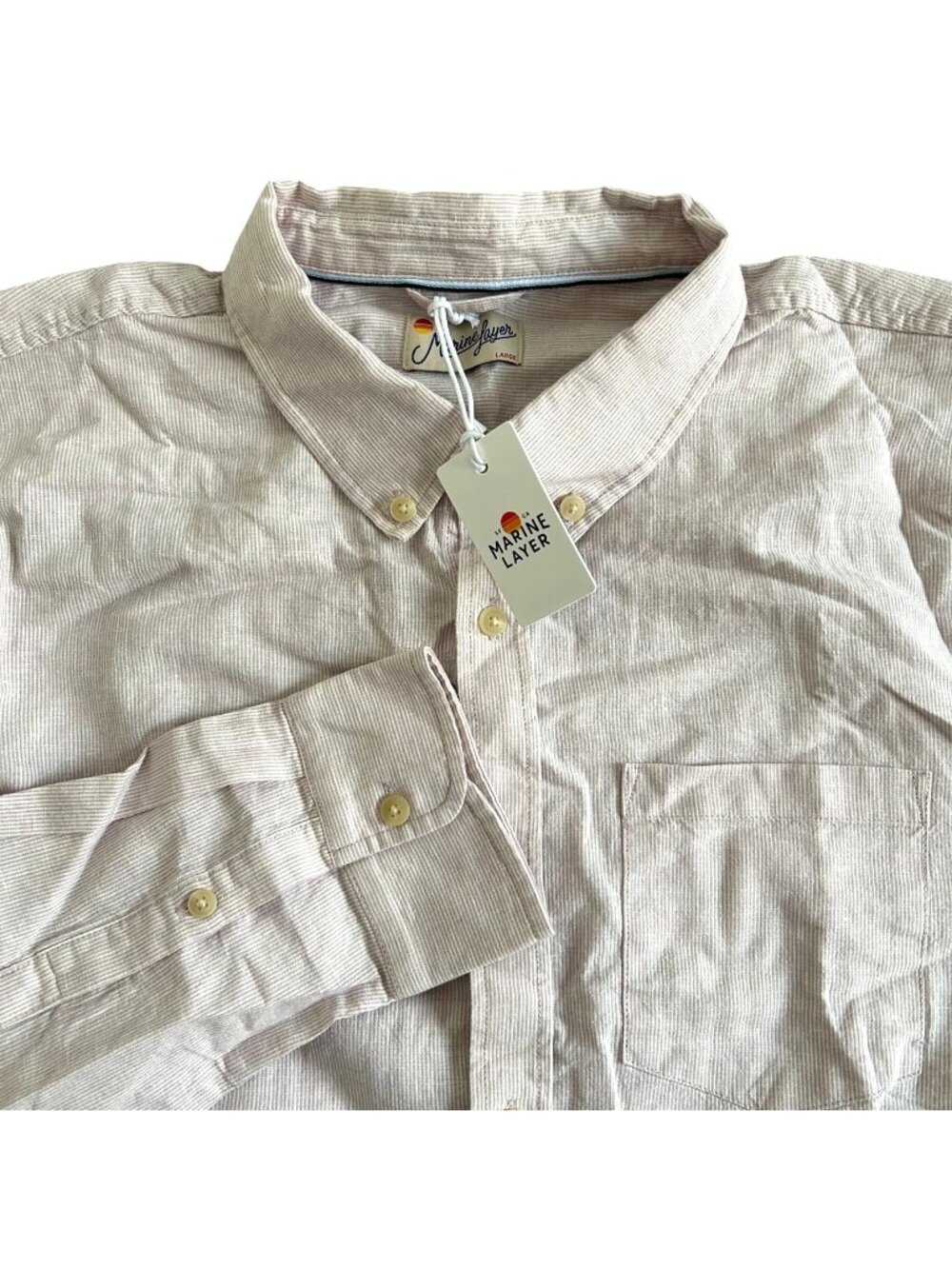 Marine Layer Men's Sz Large Lavender Mist Stripe Button-up Shir